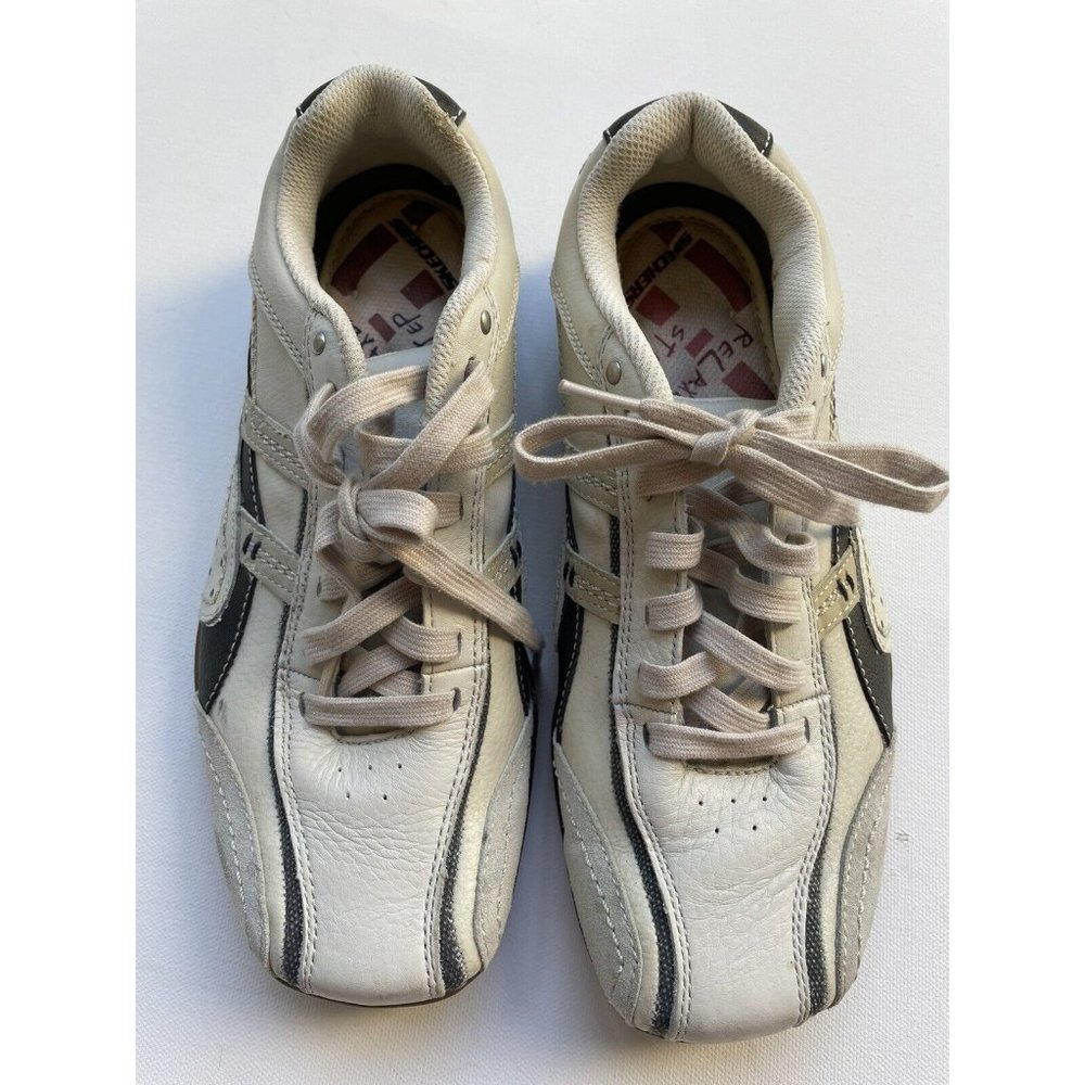 Skechers Relaxed Step Ivory Tan Leather Casual Lace Up Shoes Mens 7 62033